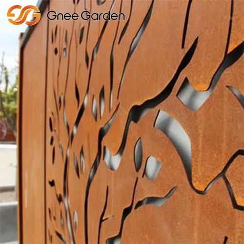 Corten Metal Tree Silhoute Garden Fene Privacy -paneeli