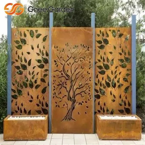 Corten Outdoor Discoration Tree Pattern Garden Screen