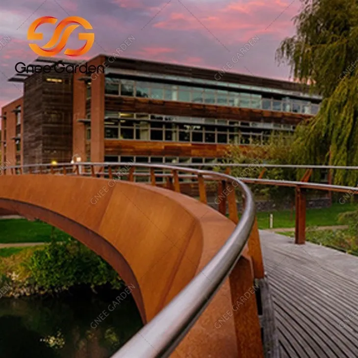 Corten Steel Powerful Metal Garden Bridge