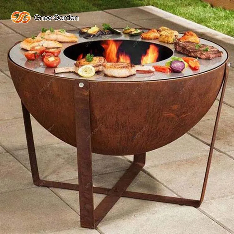 Corten Steel Outdoor Pyöreä Grilli Fire Pit Camping