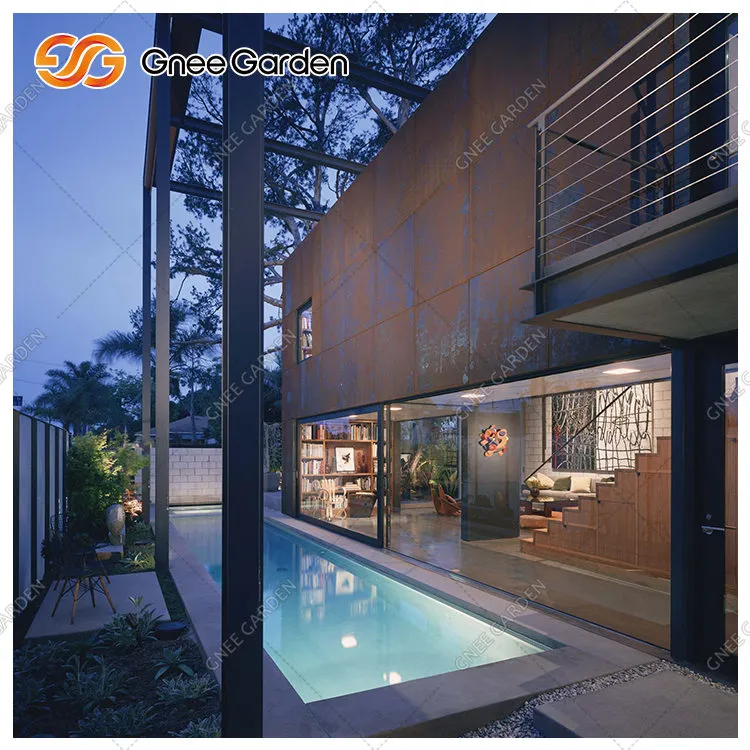 Corten -teräslevyt seinille