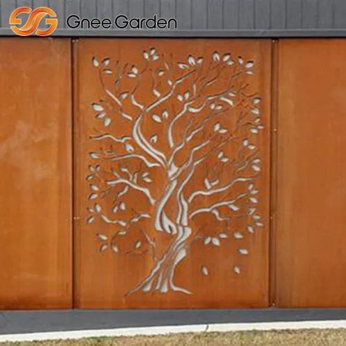 Teollisuustyylinen Corten Steel Tree Artwork Garden Divider -näyttö